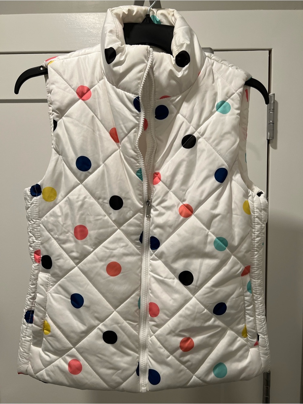 New York & Company Colorful Polka Dot Puffer Vest